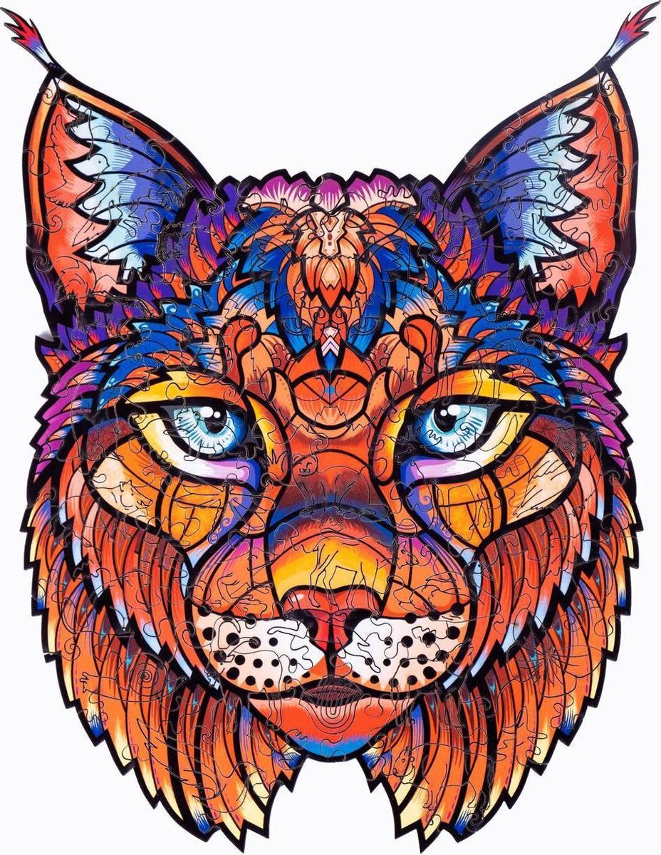 Houten jigsaw puzzel | Dierenfiguur puzzel | Houten dieren Puzzel | Educatieve puzzel | Decoratief | Houten Legpuzzel | Wooden Animal Jigsaw Puzzle | Breinbreker | A4 | Lynx