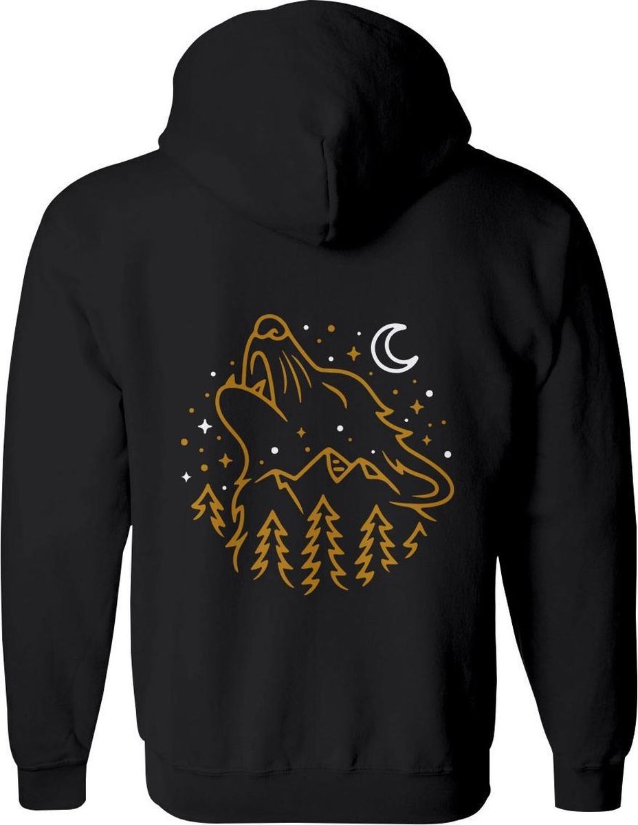 Wolf vest Heren – Wolven vest met capuchon Dames – Perfect  Wolfmerch Sweatvest - Wolvenkop vest Cadeau – Dieren Hoodie met rits - Maat XL