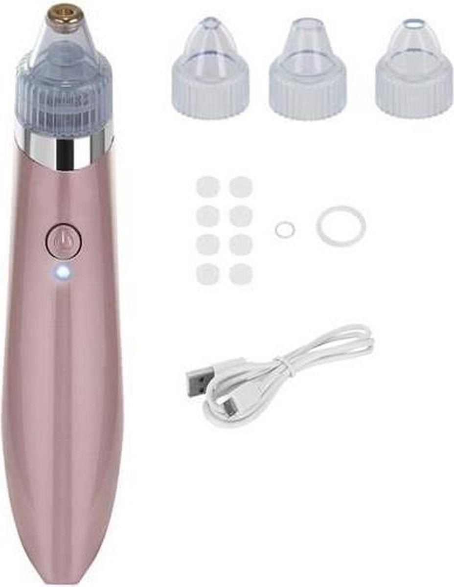 A&K Mee eters Verwijderaar - Blackhead Remover Vacuüm - Inclusief 4 Opzetstukken - Roze