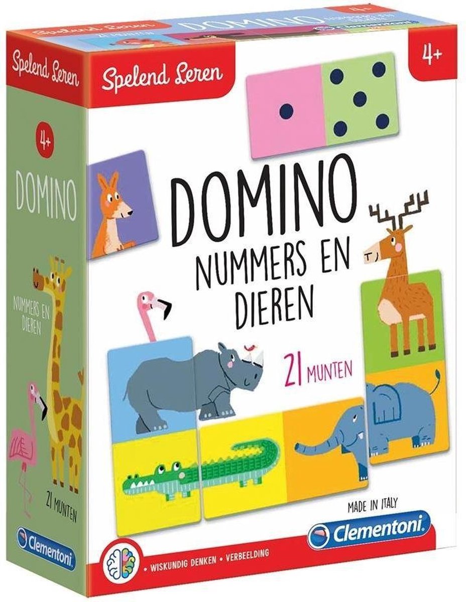 Clementoni Spelend Leren Domino Nummers en Dieren