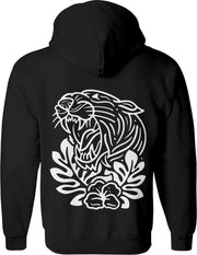 Tijger vest Heren – Simpel Tijgerprint vest met capuchon Dames – Perfect Sweatvest Wildlife - Dieren vest Cadeau – Dierenkop hoodie met rits - Maat XL