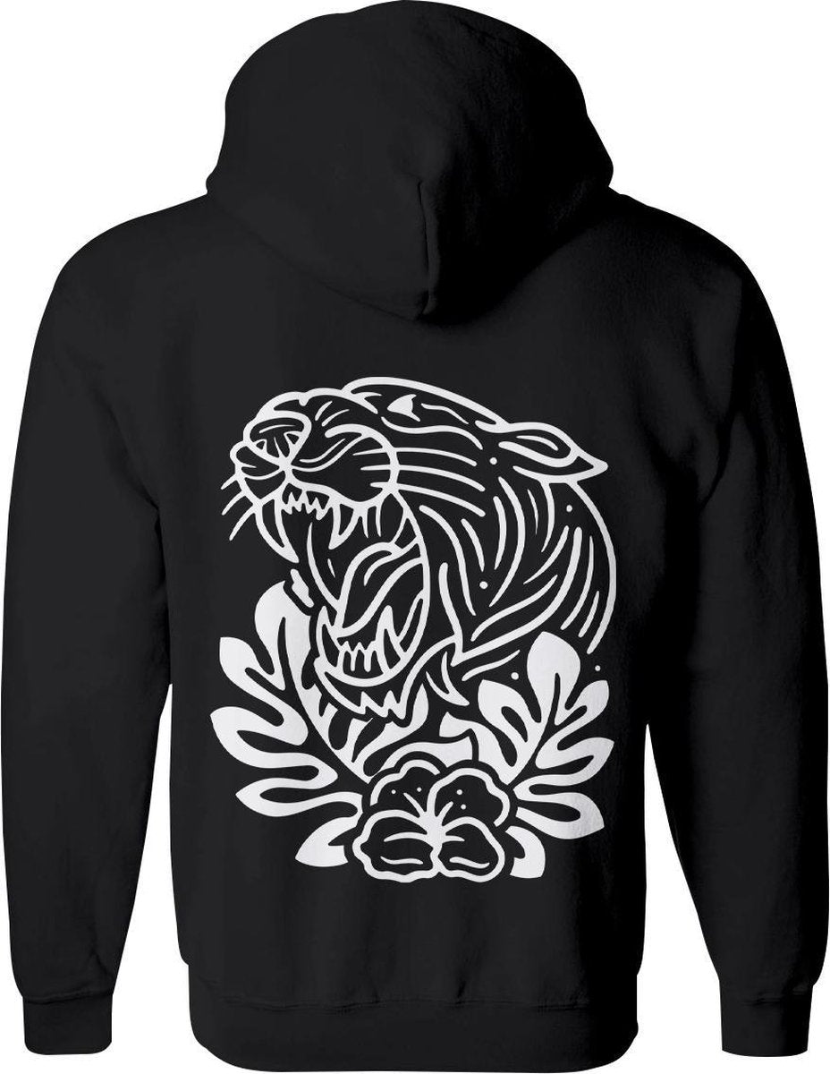 Tijger vest Heren – Simpel Tijgerprint vest met capuchon Dames – Perfect Sweatvest Wildlife - Dieren vest Cadeau – Dierenkop hoodie met rits - Maat XL