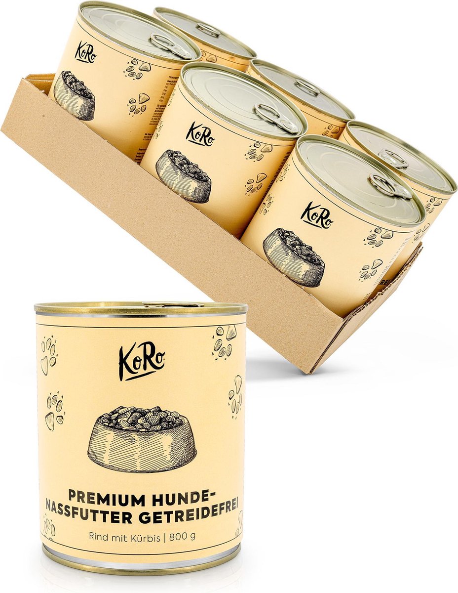 KoRo | Premium vochtige hondenvoeding zonder granen | 6 x 800 g