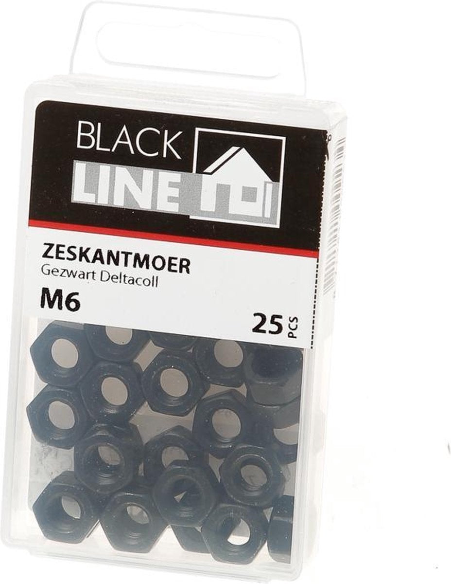 Hoenderdaal Moer zwart din934 M6 Verpakt per 25 stuks