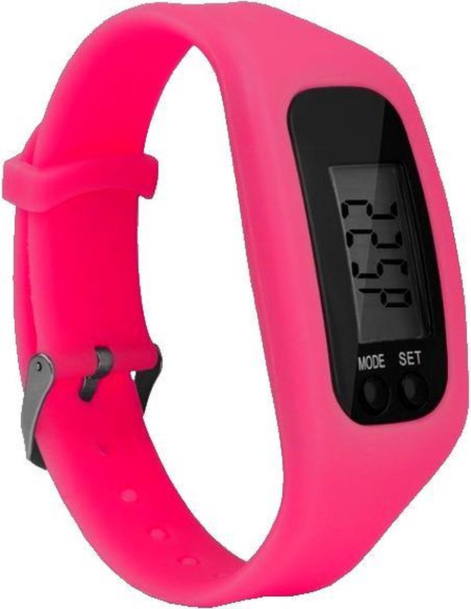 Fako® - Horloge - LCD - Stappenteller - Gesp - Fuchsia