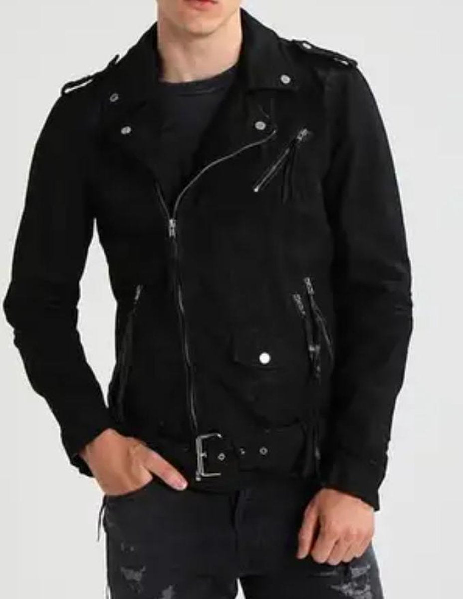Be Edgy Men's Chain Denim Jack/ Jas- Zwart - Maat L