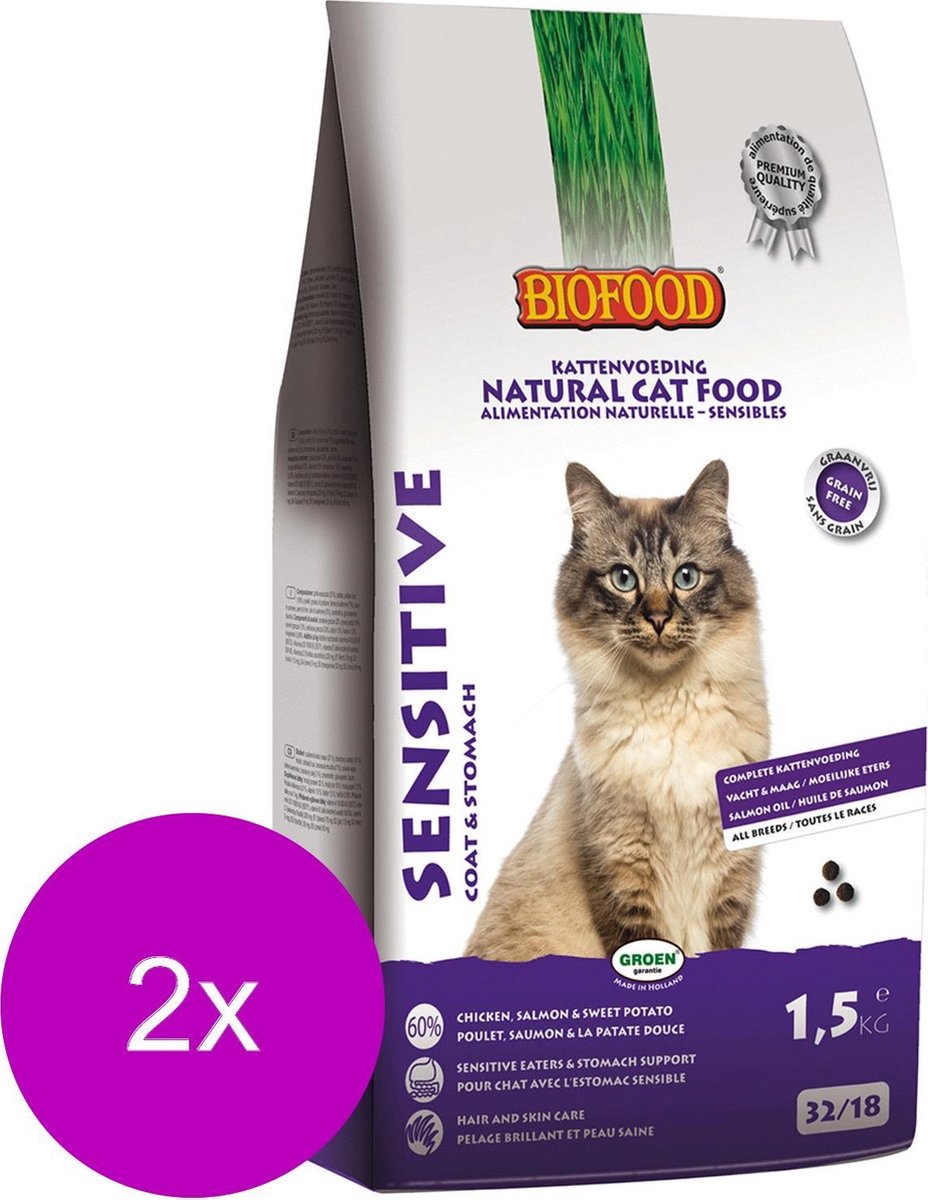 Biofood Ncf Sensitive Coat&Stomach - Kattenvoer - 2 x 1.5 kg