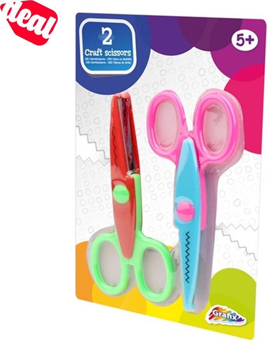 Deal Grafix Kindveilig Ribbelschaar Craftscharen - 2 Stuks