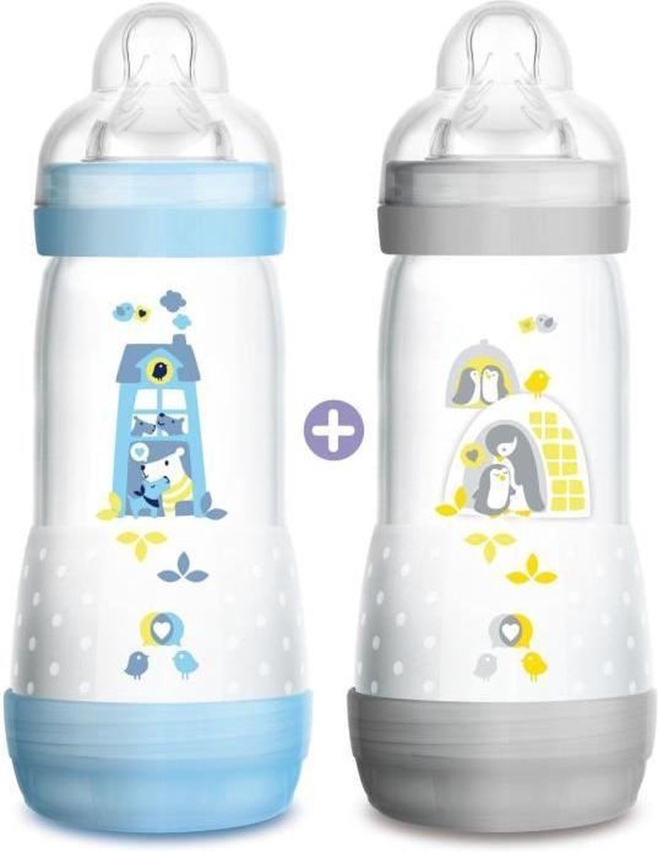 MAM Anti-Colic Easy Start-fles - 320 ml - Flow speen 3 - Set van 2 - Boy