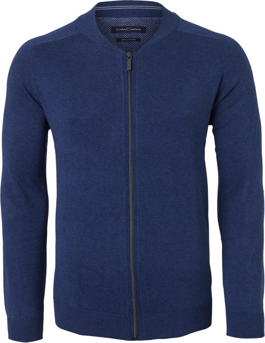 Casa Moda heren vest katoen - jeans blauw (met rits) -  Maat XXXXL
