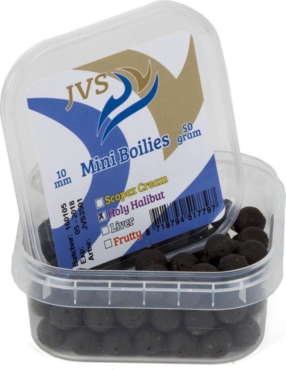 JVS Holy Halibut - Mini Boilie - 10mm - 50g - Zwart