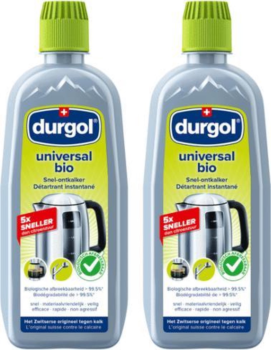 Durgol biologische ontkalker - 2 STUKS a 500ml - universele ontkalker voor waterkoker