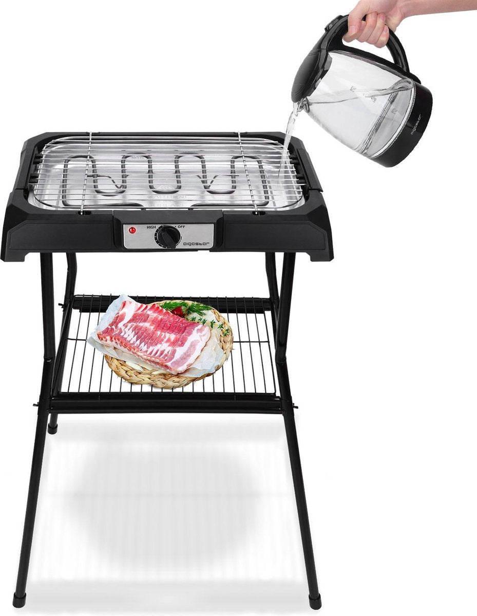Aigostar Lava Pro 30RRD Elektrische Barbecue -  BBQ - Elektrische Grill - 50x34 cm - 2000 Watt - Zwart