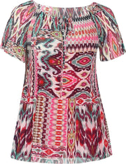 Blouse met plooitjes en ikatprint
