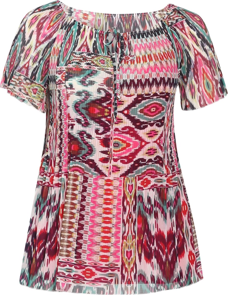 Blouse met plooitjes en ikatprint