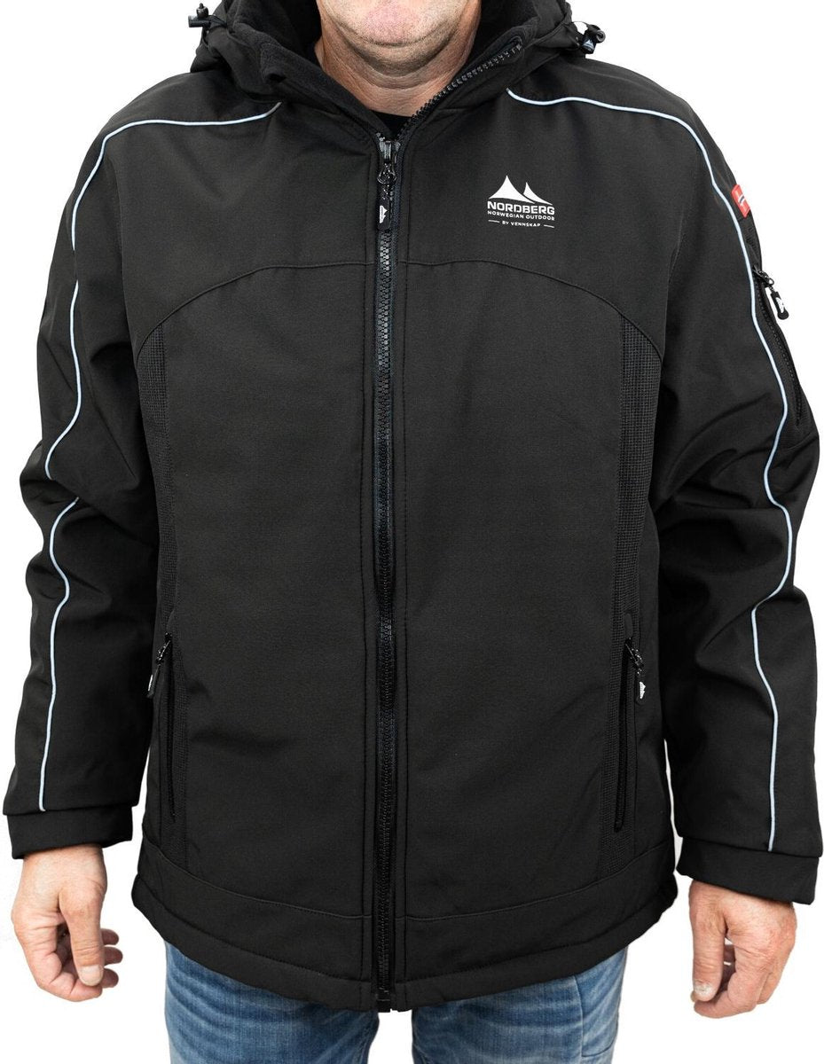 Nordberg outdoor heren winterjas softshell zwart maat M