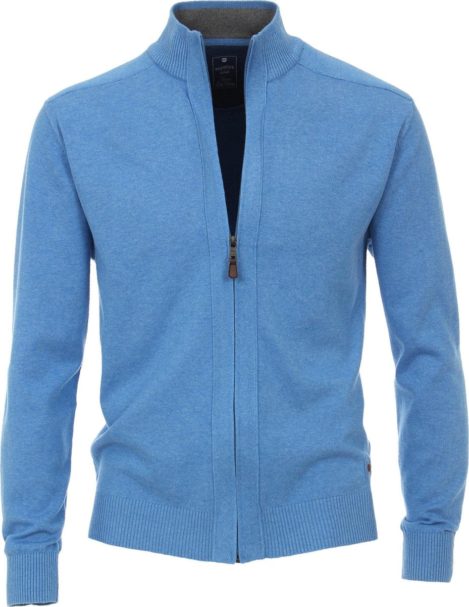 Redmond heren vest katoen - met rits - lichtblauw -  Maat: 3XL