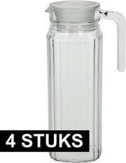4x Lange glazen karaf met handvat 1