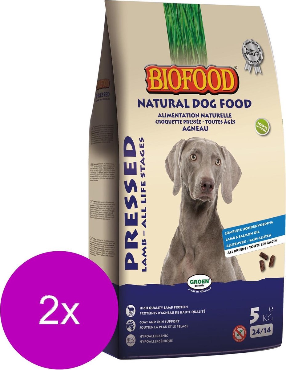 Biofood Geperst Lam&Rijst - Hondenvoer - 2 x 5 kg