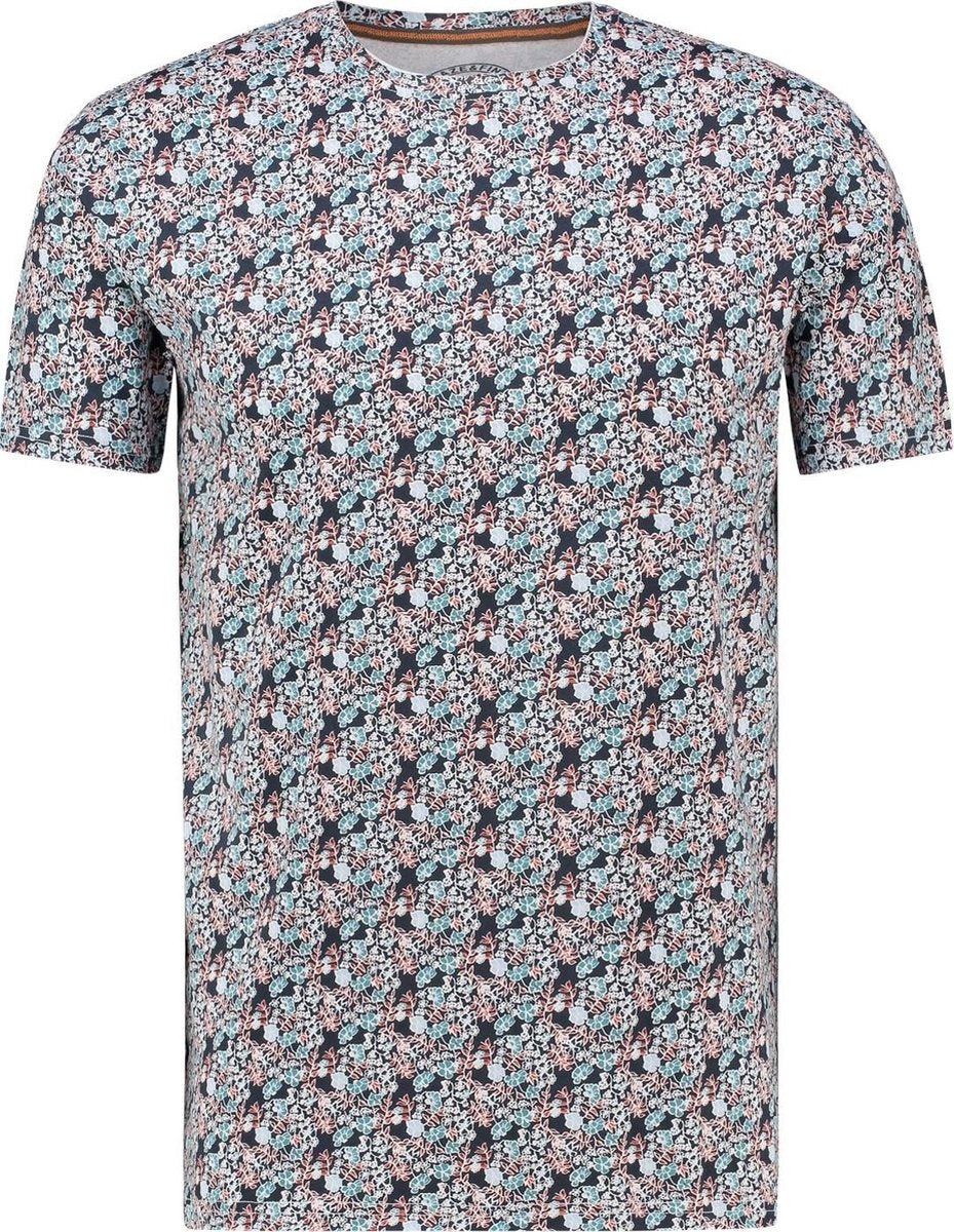 Haze&Finn T-shirt Ronde Hals Bloemenprint Navy (MU13-0002 - IndigoFloral)