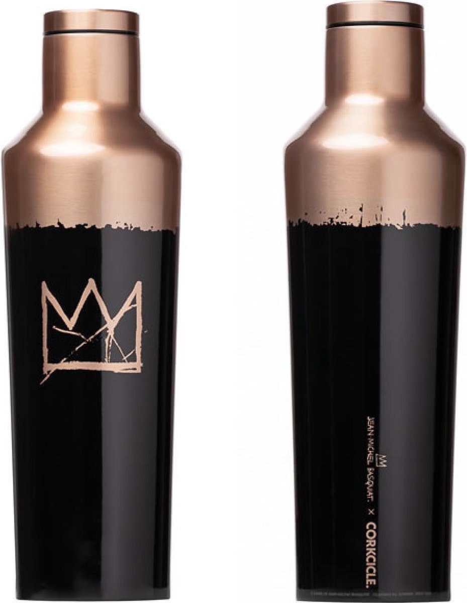 Corkcicle Canteen 475ml 16oz - Basquiat - Copper Crown Roestvrijstaal - Waterfles en Thermosfles - 3wandig - 25uur koud en 12uur warm - BPA vrij - grote opening voor ijsklontjes