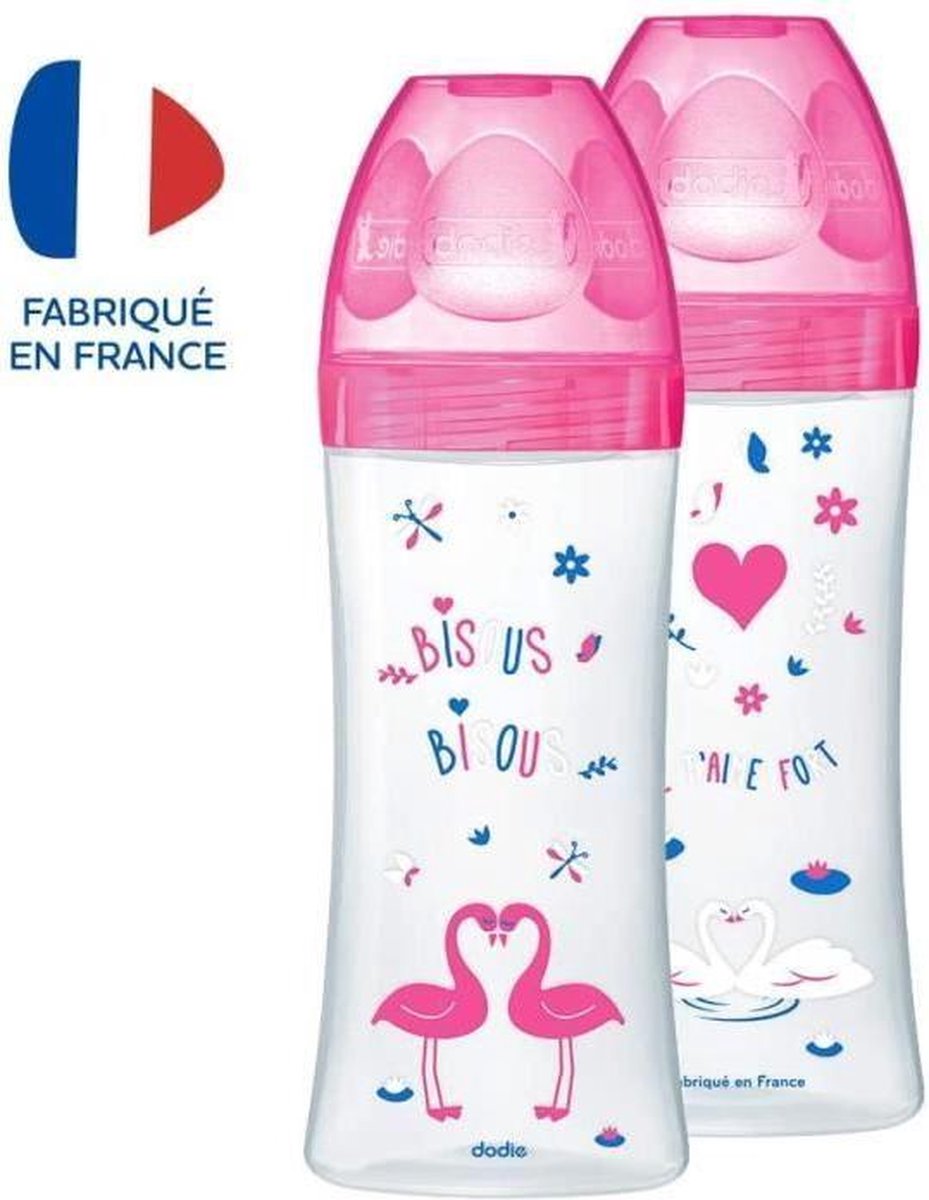 DODIE Box x2 flessen Sensation + 330 ml FUSHIA CYGNES - +6 maanden - speen plat - Flow 3