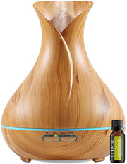 O'dor® Aroma Cool Mist Diffuser Luchtbevochtiger 400ml met EXTRA Lemongrass Olie Etherische Olie Verdamper Vernevelaar en Luchtbevochtiger met sfeervolle LED verlichting