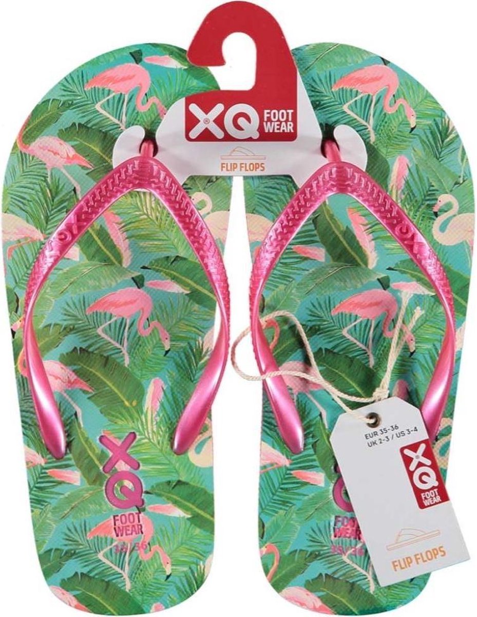 Xq Footwear Teenslippers Flamingo Meisjes Roze/groen Mt 29/30