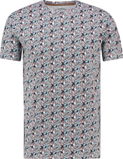 Haze&Finn T-shirt Ronde Hals Bloemenprint Navy (MU13-0002 - IndigoFloral)