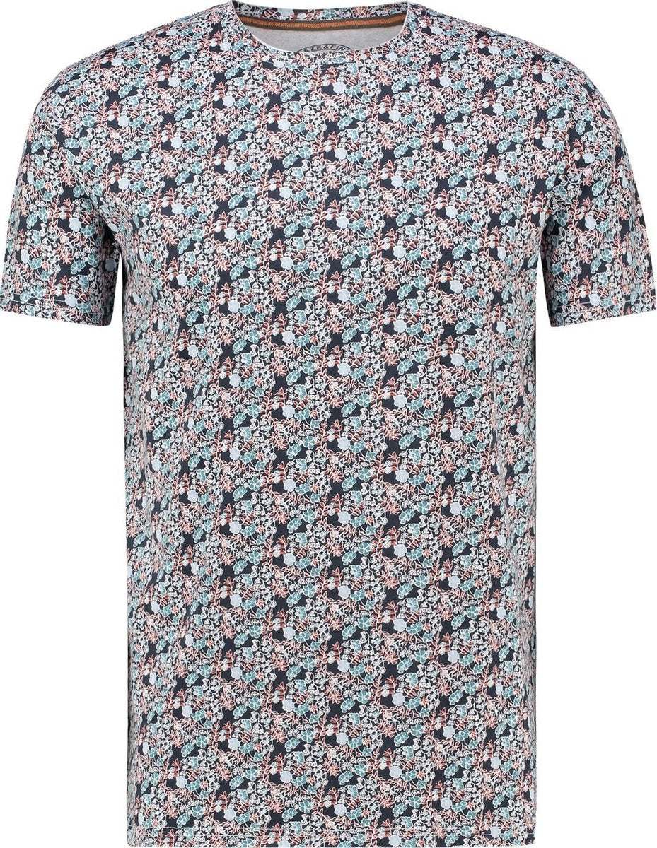 Haze&Finn T-shirt Ronde Hals Bloemenprint Navy (MU13-0002 - IndigoFloral)