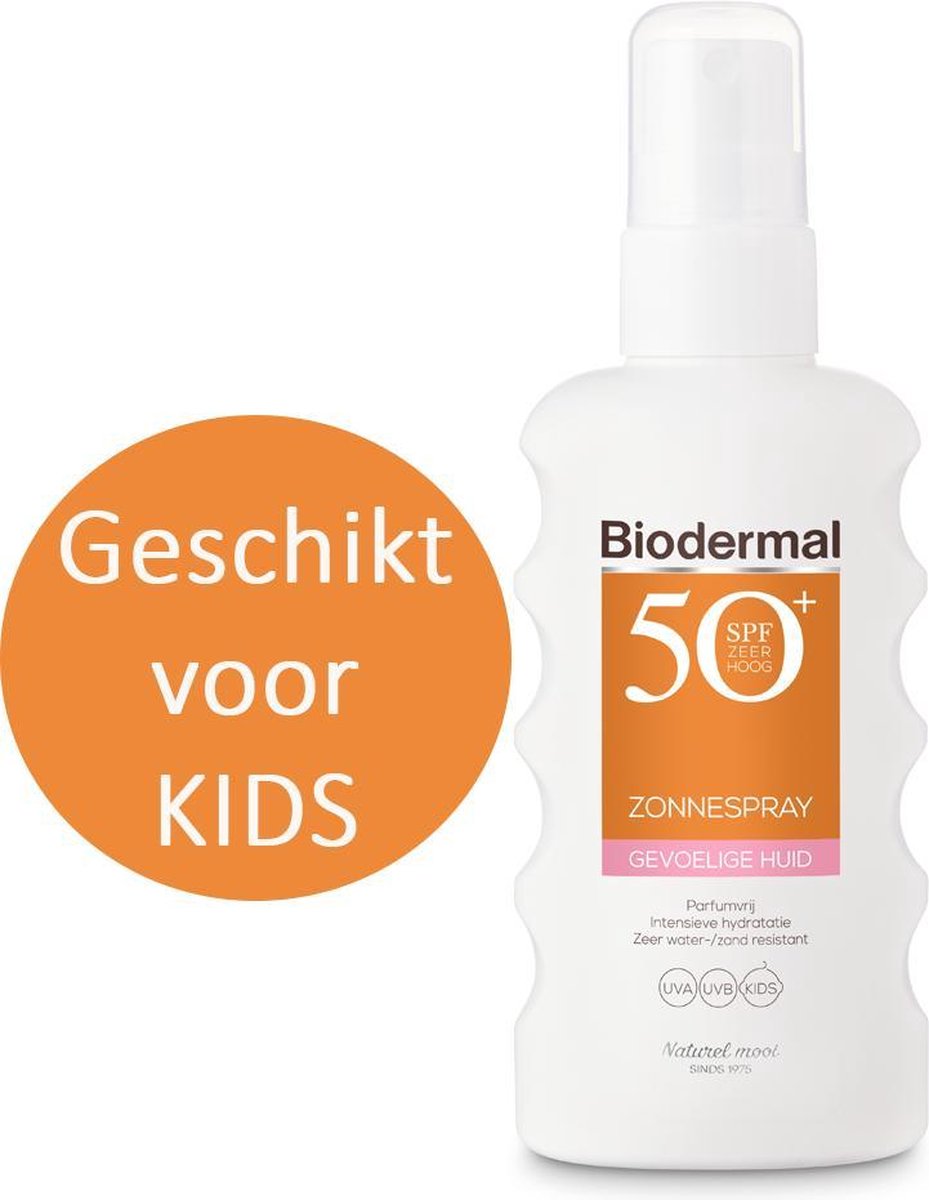 Biodermal Zonnebrand spray voor de gevoelige huid SPF 50+ - 175ml - Zonnespray - ook geschikt voor kinderen