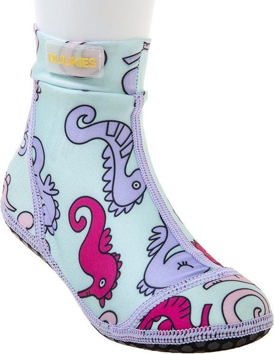 Duukies - Meisjes UV-strandsokken - Seahorse - Lichtblauw - maat 30-31EU