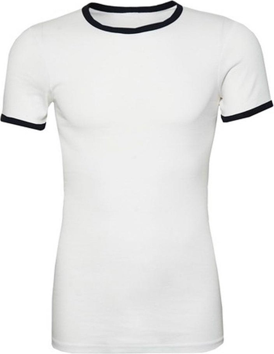 Fostex - T-shirt - Marine shirt - Wit met donkerblauwe bies - L