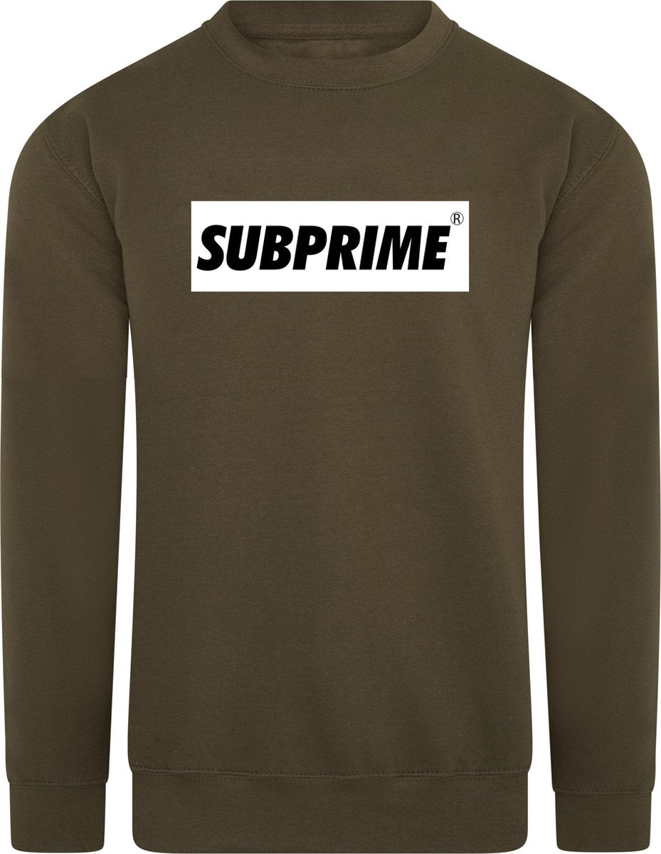 Subprime - Heren Sweaters Sweater Block Army - Groen - Maat XL