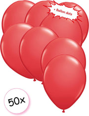 Ballonnen Rood 50 stuks 27 cm + Ballon Lijm Plakkers - Plafond Stickers