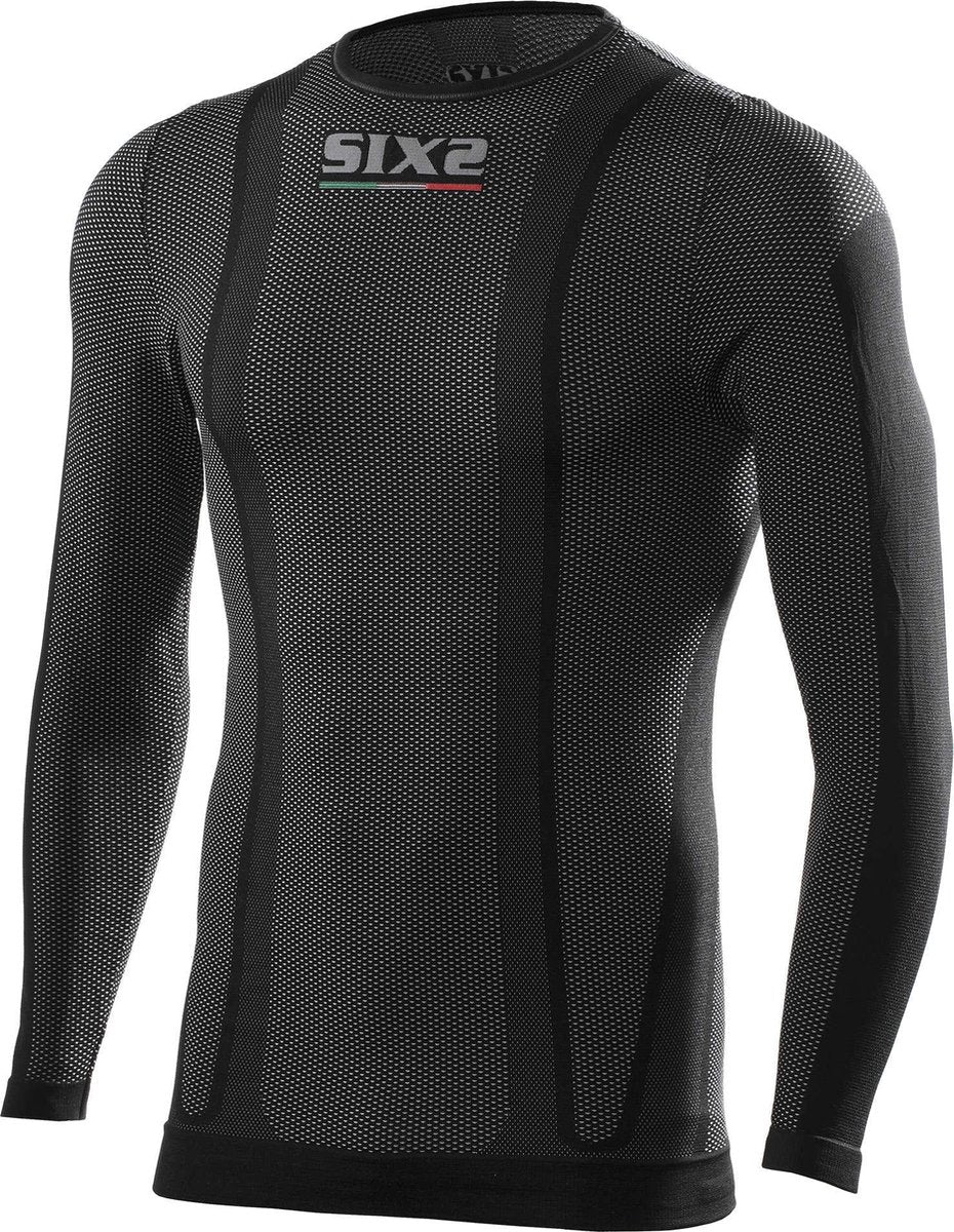 SIXS Carbon Round Neck Ondershirt Lange Mouwen Zwart Carbon Unisex L