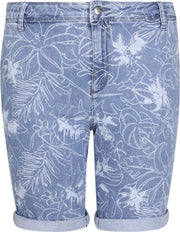 Cassis - Jeansbermuda met bladprint - Denim