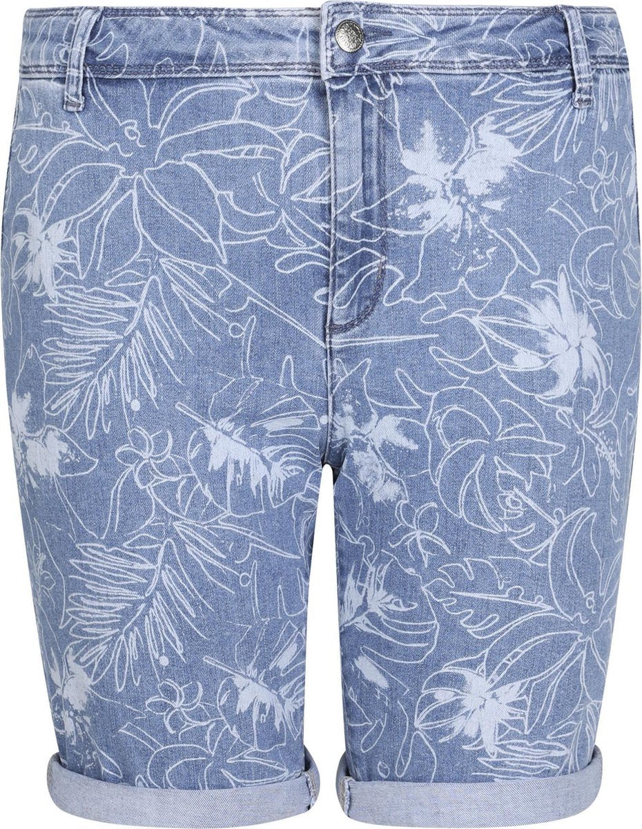 Cassis - Jeansbermuda met bladprint - Denim