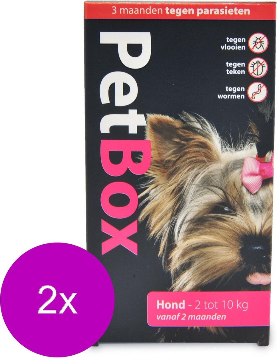 Petbox Hond Vlo. Teek & Worm - Anti vlo - teek- worm - 2 x Small 2-10 Kg
