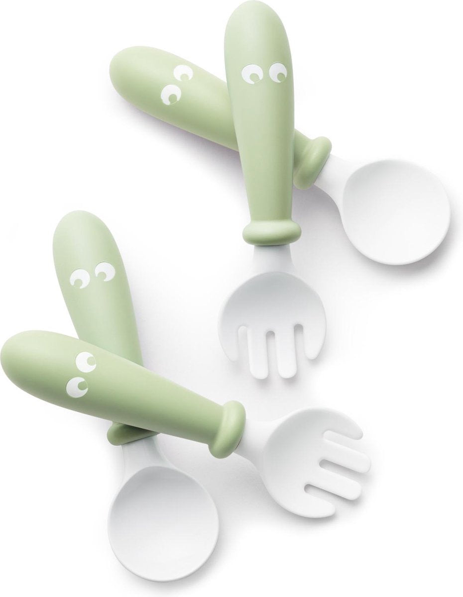 BABYBJÖRN Babylepel en Vork 4-delig - Pastelgroen