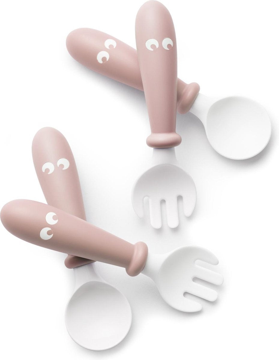 BABYBJÖRN Babylepel en Vork 4-delig - Pastelroze
