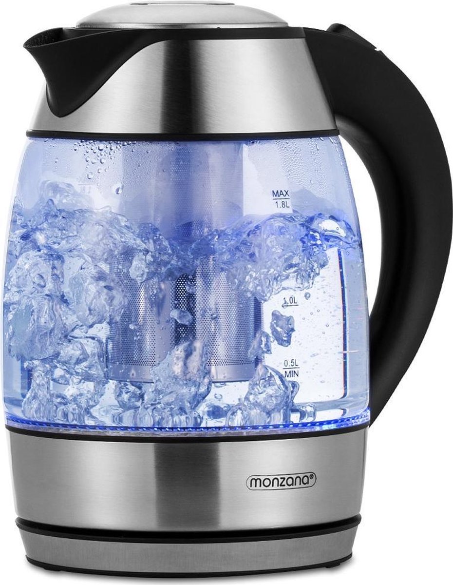 Deuba Waterkoker zilver/zwart glas 1