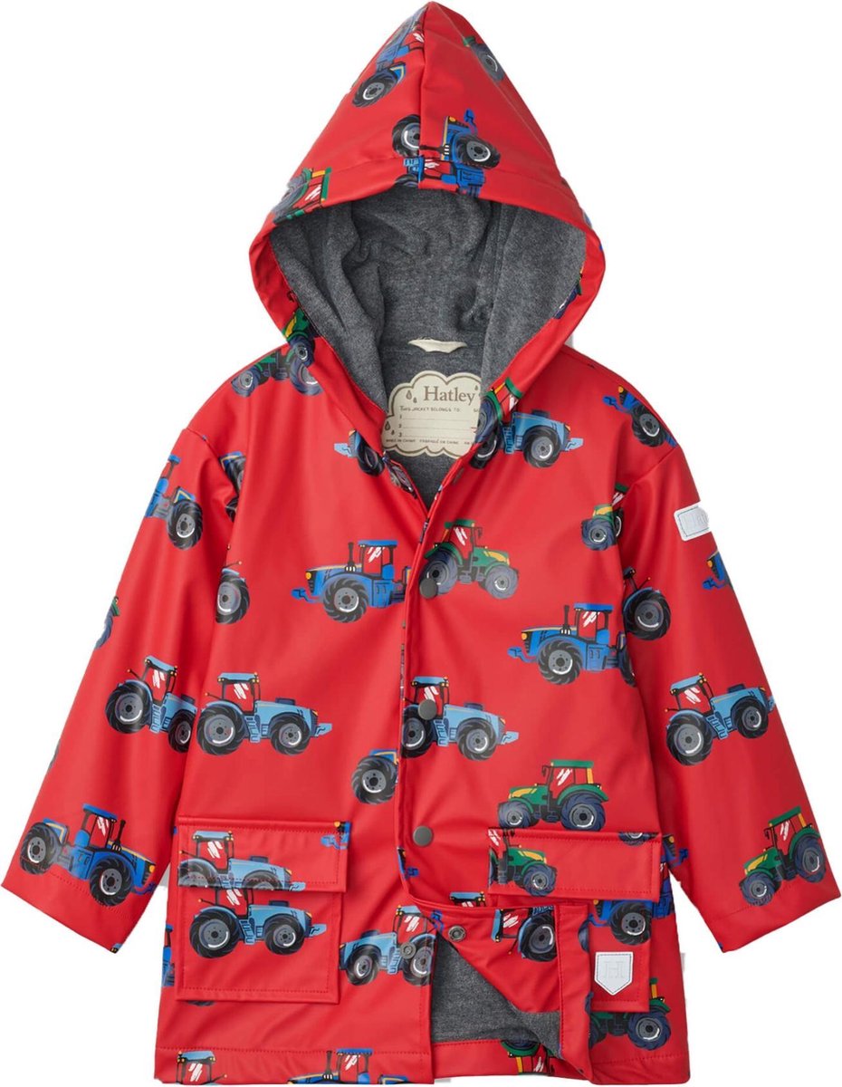 Hatley Jongens Regenjas Farm Tractors Chex Red - 92