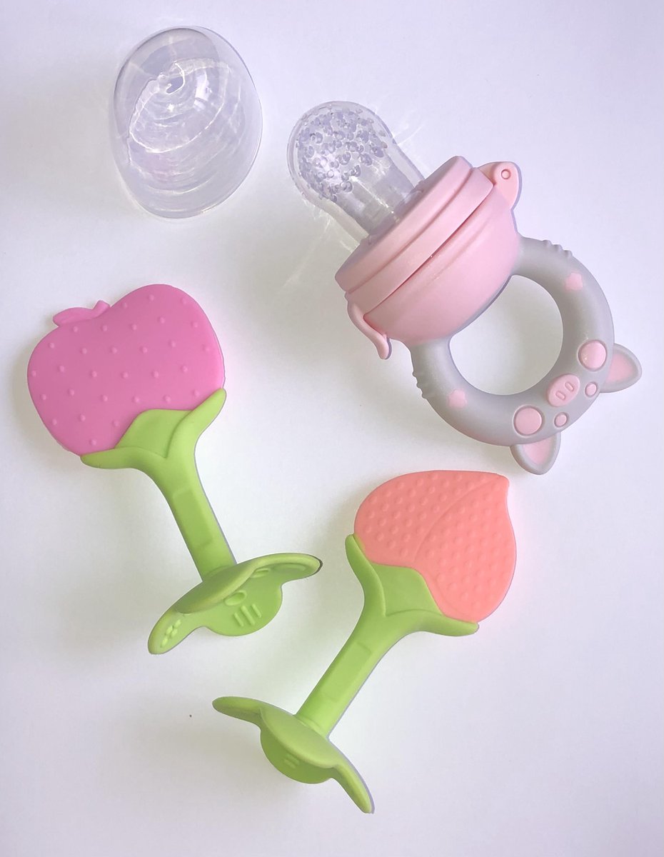 Fruit speen (Roze) en 2 bijtringen