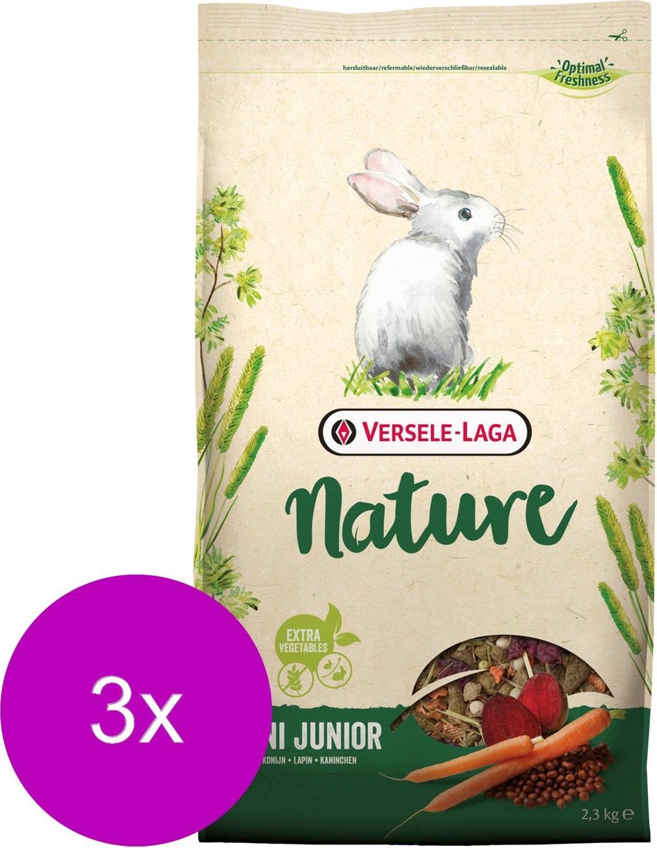 Versele-Laga Nature Cuni Junior - Konijnenvoer - 3 x 2.3 kg