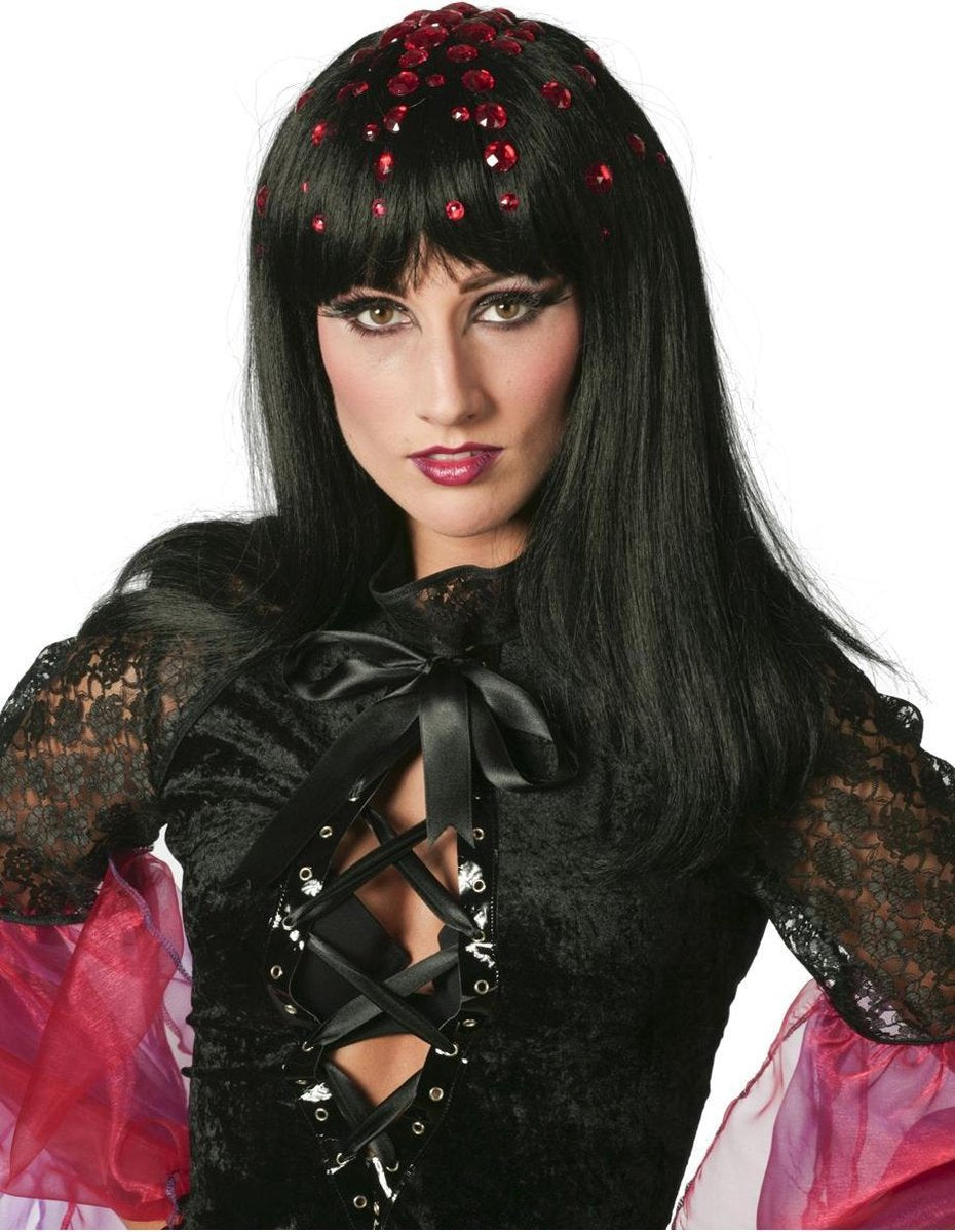Disco Queen met steentjes zwart/rood