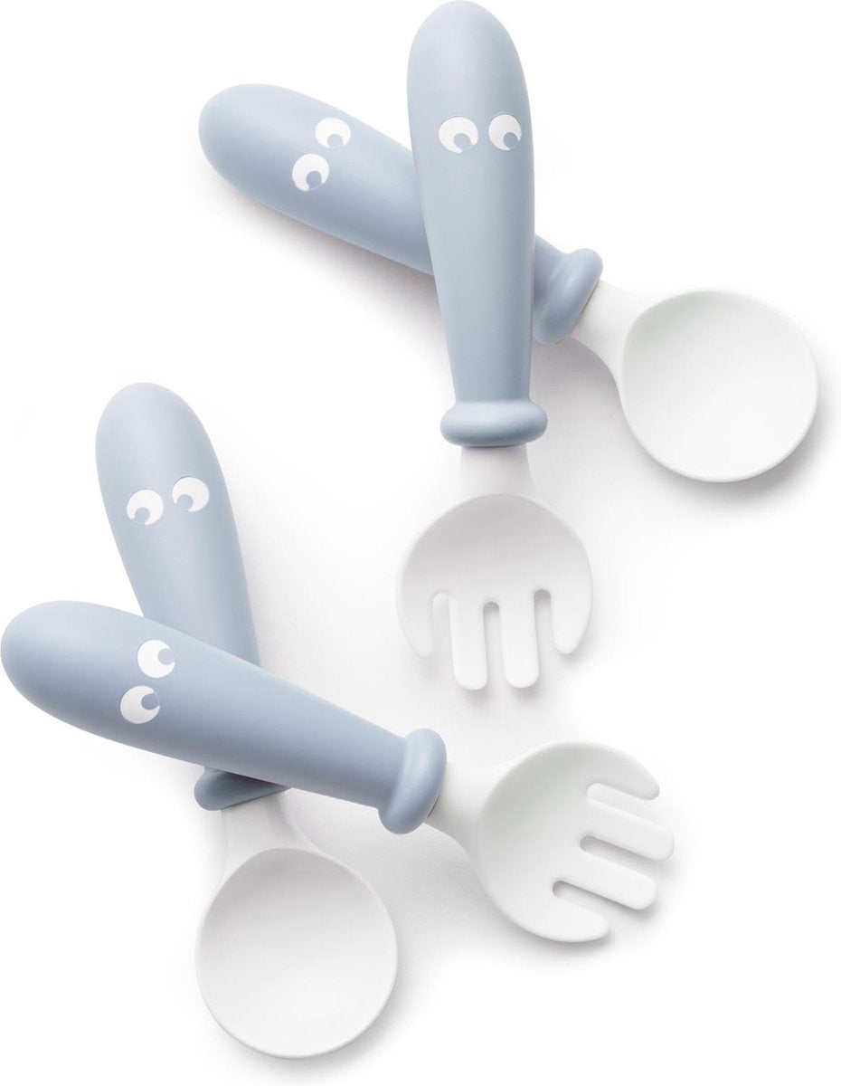 BABYBJÖRN Babylepel en Vork 4-delig - Pastelblauw