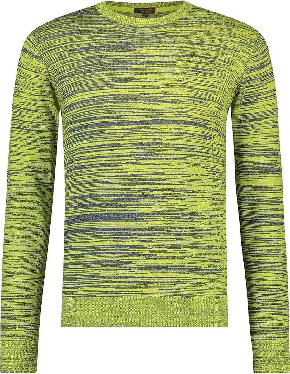 Haze&Finn Pullover Ronde Hals Streep Navy Blauw (MU14-0212 - LimePunch-TwilightBlue)