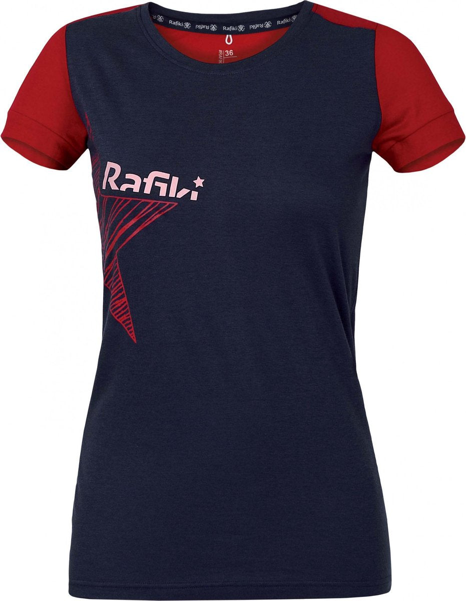 Rafiki T-shirt Chulilla Dames Katoen Blauw/rood Maat 34