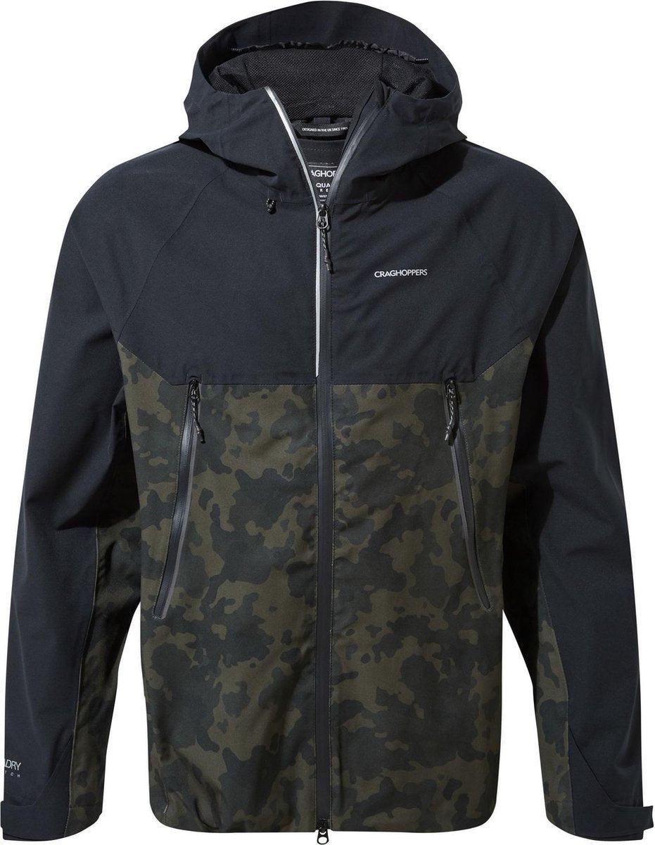 Craghoppers Outdoorjas Trelawney Heren Zwart/camo Groen Mt Xxl